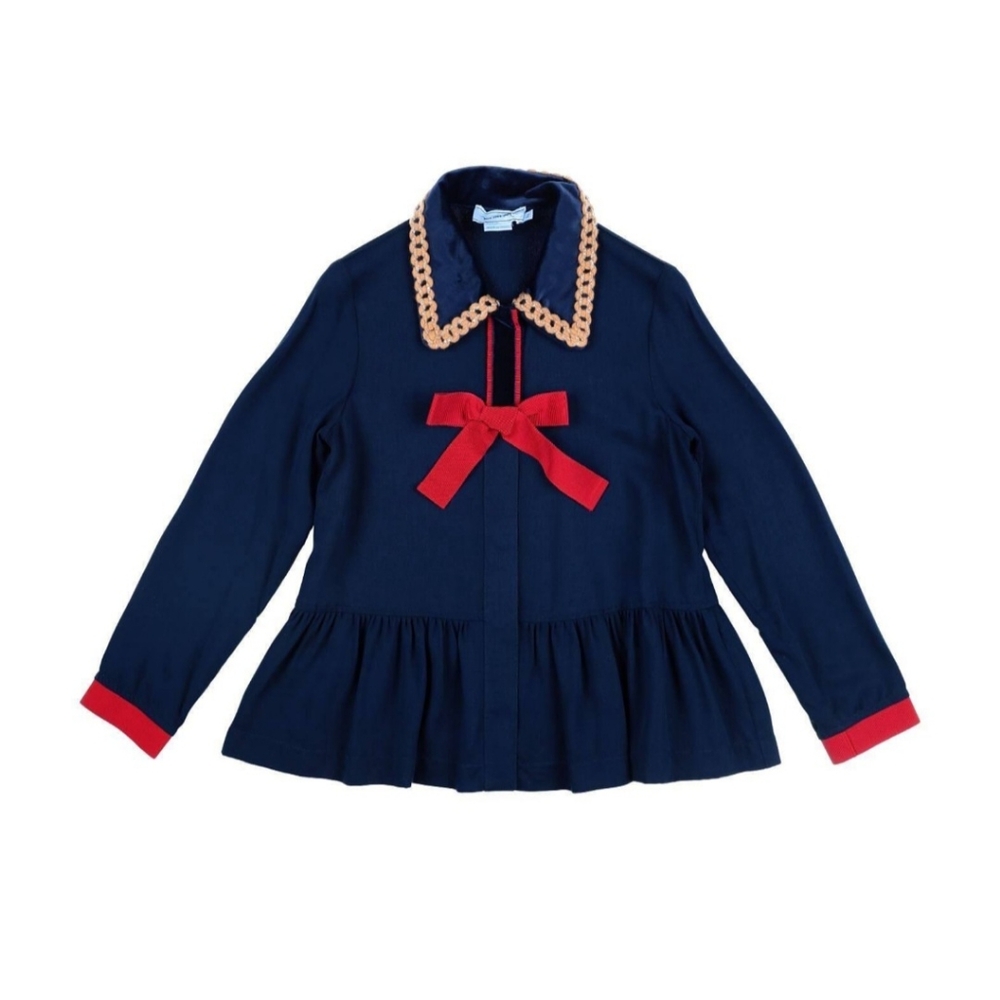 Girl's Designer Midnight Blue Shirt by Mimisol, made in Italy, size 8Y
